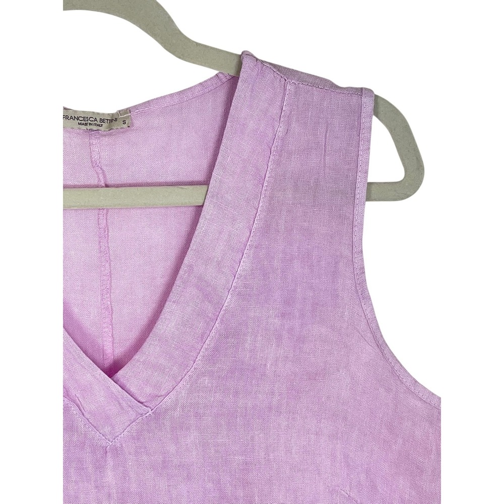 Francesca Bettini Small Lilac Pink Linen Midi Dress Made in Italy Ruffle Hem - Picture 11 of 16